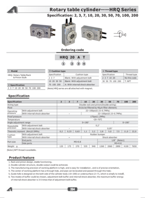 AIRTAC HRQ CATALOG HRQ SERIES: ROTARY TABLE CYLINDERS